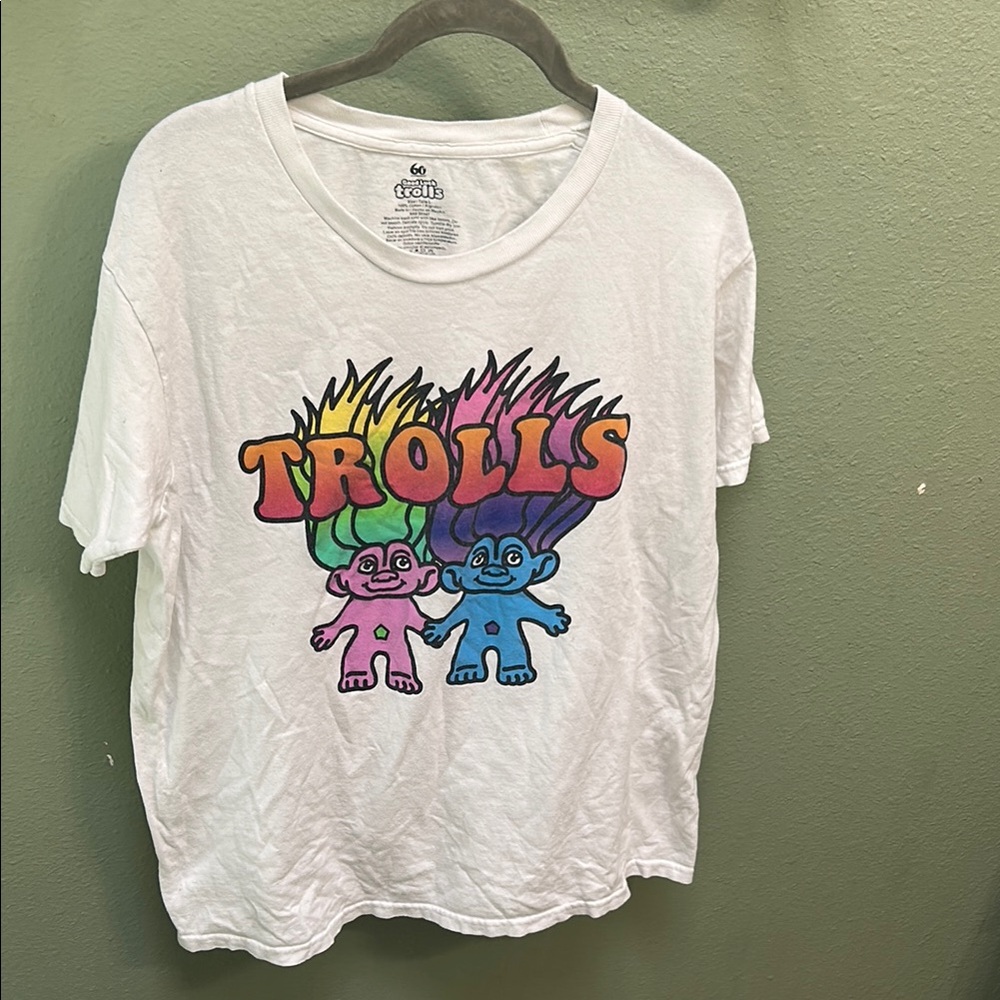 Trolls White Short Sleeve Tee with Vibrant Graphic